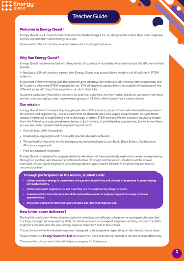 Graphic image of Energy Quest lesson - teacher guide